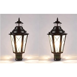 arus metal exterior design water proof cone shaped gardener gate light for home and apartments black pack of 2 lamp