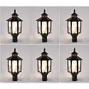 Arus Metal Exterior Design Water Proof Polygonal Shaped Black Gate Lamp for Home (Black, Pack of 6 Lamp)