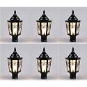 Arus Metal Exterior Design Water Proof Cone Shaped Black Gate Lamp for Home Pillar and Poles (Black, Pack of 6 Lamp)