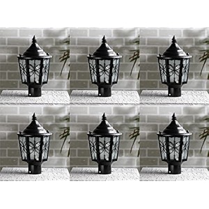 arus metal exterior design waterproof cone shaped black gate lamp for home pillar and poles black pack of 6 lamp