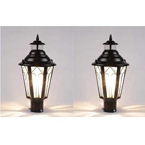 arus metal exterior design waterproof cone shaped black gate lamp for home black pack of 2 lamp