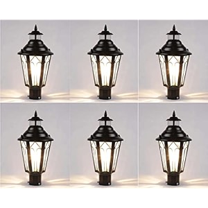 arus metal exterior design waterproof cone shaped black gate lamp for home black pack of 6 lamp