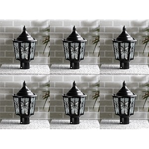 arus metal exterior design waterproof cone shaped black gate light for home pillar and poles black pack of 6 light