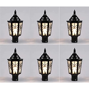 arus metal exterior design waterproof cone shaped black gate lamp for home pillar and poles black pack of 6 lamp
