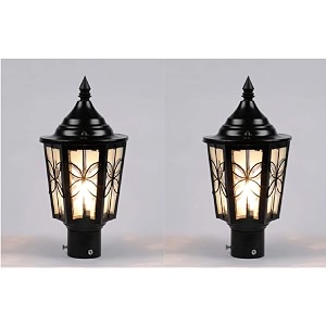 arus metal exterior design waterproof cone shaped black gate lamp for home pillar and poles black pack of 2 lamp