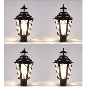 arus metal exterior design waterproof cone shaped black gate lamp for home black pack of 4 lamp