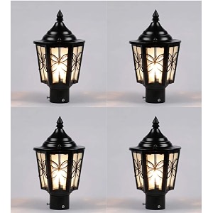arus metal exterior design waterproof cone shaped black gate light for home pillar and poles black pack of 4 light