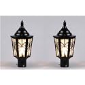 Arus Metal Exterior Design Waterproof Cone Shaped Black Gate Lamp for Home Pillar and Poles (Black, Pack of 2 Lamp)
