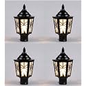 Arus Metal Exterior Design Waterproof Cone Shaped Black Gate Light for Home Pillar and Poles (Black, Pack of 4 Light)