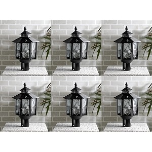 arus metal exterior design waterproof polygonal shaped black gate light for home black pack of 6 light
