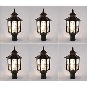 arus metal exterior design waterproof polygonal shaped black gate lamp for home black pack of 6 lamp