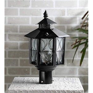 arus metal exterior design waterproof polygonal shaped black gate lamp for home black pack of 1 lamp