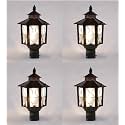 Arus Metal Exterior Design Waterproof Polygonal Shaped Black Gate Light for Home (Black, Pack of 4 Light)