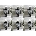 Arus Metal Exterior Design Waterproof Polygonal Shaped Black Gate Lamp for Home (Black, Pack of 6 Lamp)