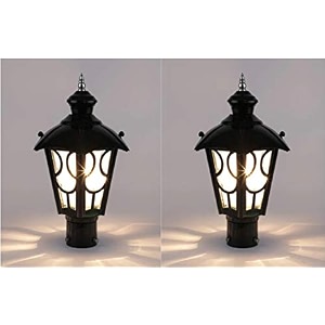 arus metal exterior modern design water proof top umbrella shaped gate lamp for home and apartments black pack of 2 lamp