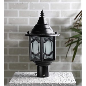 arus metal exterior modern design water proof polygonal shaped black gate light for home and apartments black pack of 1 lamp