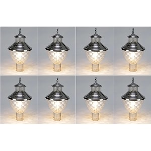 arus metal exterior modern design water proof bowl shaped gate lamp for home and apartments silver pack of 8 lamp