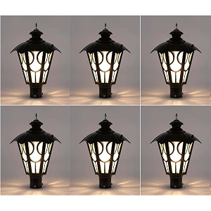 arus metal exterior modern design water proof top umbrella shaped gate light for home and apartments black pack of 6 lamp