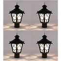 Arus Metal Exterior Modern Design Water Proof Top Umbrella Shaped Gate Lamp for Home and Apartments (Black, Pack of 4 Lamp)