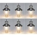 Arus Metal Exterior Modern Design Water Proof Bowl Shaped Gate Lamp for Home and Apartments (Silver, Pack of 6 Lamp)