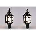 Arus Metal Exterior Modern Design Water Proof Polygonal Shaped Black Gate Light for Home and Apartments (Black, Pack of 2 Lamp)