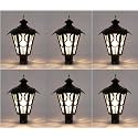 Arus Metal Exterior Modern Design Water Proof Top Umbrella Shaped Gate Light for Home and Apartments (Black, Pack of 6 Lamp)