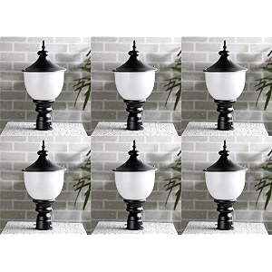 arus metal exterior modern design waterproof bowl shaped gate light for home and apartments black-white pack of 6 lamp