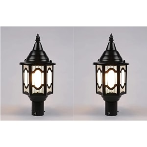 arus metal exterior modern design waterproof polygonal shaped black gate light for home and apartments black pack of 2 light