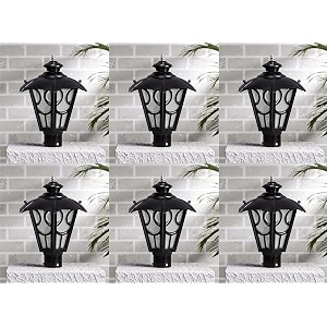 arus metal exterior modern design waterproof top umbrella shaped gate light for home and apartments black pack of 6 lamp