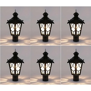 arus metal exterior modern design waterproof top umbrella shaped gate lamp for home and apartments black pack of 6 lamp