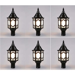 arus metal exterior modern design waterproof polygonal shaped black gate light for home and apartments black pack of 6 lamp