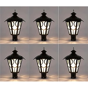 arus metal exterior modern design waterproof top umbrella shaped gate light for home and apartments black pack of 6 lamp