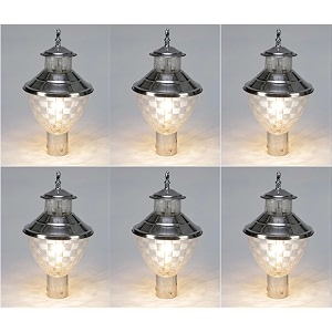 arus metal exterior modern design waterproof bowl shaped gate lamp for home and apartments silver pack of 6 lamp