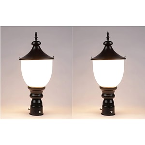 arus metal exterior modern design waterproof bowl shaped gate light for home and apartments black-white pack of 2 lamp