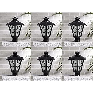 arus metal exterior modern design waterproof top umbrella shaped gate light for home and apartments black pack of 6 light