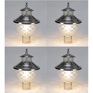arus metal exterior modern design waterproof bowl shaped gate lamp for home and apartments silver pack of 4 lamp