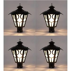 arus metal exterior modern design waterproof top umbrella shaped gate light for home and apartments black pack of 4 lamp