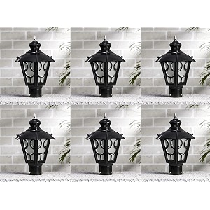 arus metal exterior modern design waterproof top umbrella shaped gate light for home and apartments black pack of 6 light