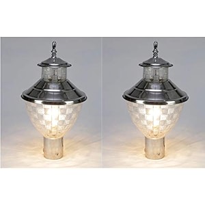 arus metal exterior modern design waterproof bowl shaped gate lamp for home and apartments silver pack of 2 lamp