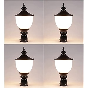 arus metal exterior modern design waterproof bowl shaped gate light for home and apartments black-white pack of 4 lamp