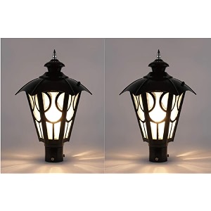 arus metal exterior modern design waterproof top umbrella shaped gate light for home and apartments black pack of 2 lamp