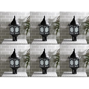 arus metal exterior modern design waterproof polygonal shaped black gate light for home and apartments black pack of 6 light