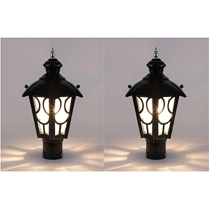 arus metal exterior modern design waterproof top umbrella shaped gate lamp for home and apartments black pack of 2 lamp
