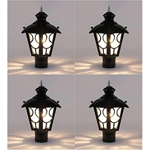 arus metal exterior modern design waterproof top umbrella shaped gate lamp for home and apartments black pack of 4 lamp