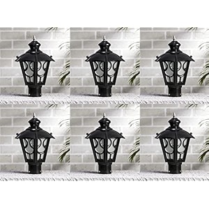 arus metal exterior modern design waterproof top umbrella shaped gate lamp for home and apartments black pack of 6 lamp