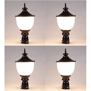 arus metal exterior modern design waterproof bowl shaped gate light for home and apartments black-white pack of 4 lamp