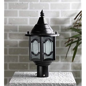 arus metal exterior modern design waterproof polygonal shaped black gate light for home and apartments black pack of 1 lamp