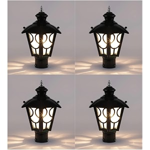 arus metal exterior modern design waterproof top umbrella shaped gate light for home and apartments black pack of 4 light