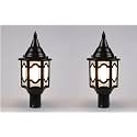 Arus Metal Exterior Modern Design Waterproof Polygonal Shaped Black Gate Light for Home and Apartments (Black, Pack of 2 Light)