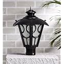 Arus Metal Exterior Modern Design Waterproof Top Umbrella Shaped Gate Light for Home and Apartments (Black, Pack of 1 Lamp)